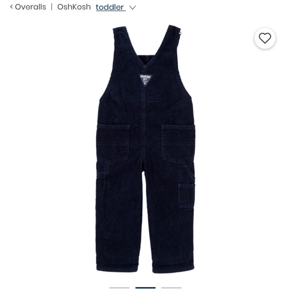 3T toddler overalls in blue corduroy. NWOT. Smoke free pet free home.